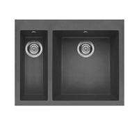 ELLECI - Lavello Quadra 150 Keratek Plus 59x50 cm 2 vasche Colore Dark Grey 99