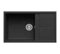 ELLECI Lavello 1 Vasca con Gocciolatoio, Linea Unico 410, Installazione Standard, 86 cm, Granitek Nero - LGU41040