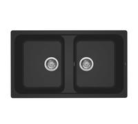ELLECI Lavello Cucina 2 Vasche da Incasso Larghezza 86 Cm materiale Granitek Serie Life 450 colore Nero 40 - LG245040