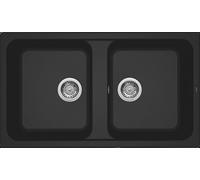 ELLECI Lavello Cucina 2 Vasche da Incasso Larghezza 86 Cm materiale Granitek Serie Life 450 colore Nero 40 - LG245040
