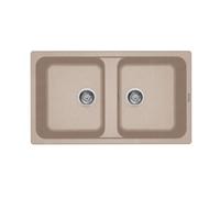 ELLECI Lavello Cucina Fragranite 2 Vasche Incasso Larghezza 86 cm materiale Granitek colore Avena 51 - LG245051 Life 500