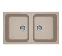 ELLECI Lavello Cucina Fragranite 2 Vasche Incasso Larghezza 86 cm materiale Granitek colore Avena 51 - LG245051 Life 500