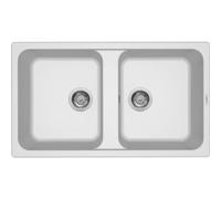 ELLECI Lavello Cucina Fragranite 2 Vasche Incasso con Gocciolatoio Larghezza 86 cm materiale Granitek colore Bianco 68 - LG245068 Life 500