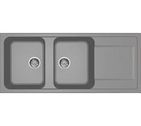 ELLECI LG250048 - Lavello da Cucina 2 Vasche con Gocciolatoio, 116x50 cm, Cemento 48