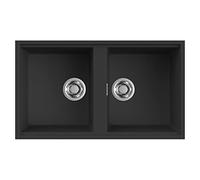 Elleci LGB45040BSO Best 450 Sottotop Lavello 2 vasche in Granitek Nero (G40) Disponibilita' immediata