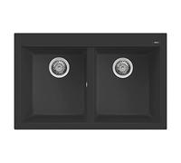 Lavello Elleci Incasso 2 vasche 79x50 Quadra 350 Granitek Nero Full Black LGQ35040