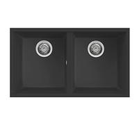Elleci LGQ35040BSO Quadra 350 Sottotop Lavello 2 vasche in Granitek Nero (G40)