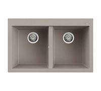 ELLECI Lavello 2 Vasche, Linea Quadra 350, Installazione Standard, 79 cm, Granitek Tortora - LGQ35043