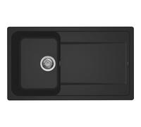 ELLECI Lavello 1 vasca con gocciolatoio, Linea LIFE 400, Installazione Sopratop, 86 cm, GRANITEK Nero - LG240040