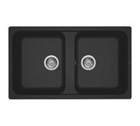 ELLECI Lavello Cucina 2 Vasche da Incasso Larghezza 86 Cm materiale Granitek colore Nero G40 - LG245040 Life 450