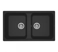 ELLECI Lavello Cucina 2 Vasche da Incasso Larghezza 86 Cm materiale Granitek colore Nero G40 - LG245040 Life 450