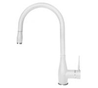 Miscelatore Monocomando con canna girevole e doccetta estraibile Neva 20x38 cm Granitek Bianco 68