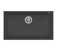 ELLECI Lavello 1 Vasca, Linea Quadra 130 Sottotop, Installazione Sottotop, 76 cm, Granitek Antracite - LGQ13059BSO
