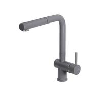 ELLECI Miscelatore Monocomando, Linea STREAM PLUS, Doccetta Estraibile, Granitek Titanio - MMKSTP73