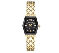 Ellen Tracy, orologio da donna esagonale dorato da 21 mm, quadrante nero, cinturino a rete