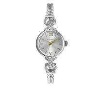 Ellen Tracy, orologio da donna rotondo da 24 mm, quadrante argento, cinturino a metà braccialetto