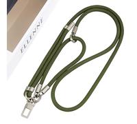 ELLENNE - Cordino da polso per Cellulare da 30cm, Collana a Tracolla da 120cm, Cinturino a vita da 150cm per Smartphone | Rosso Blu Azzurro Grigio Verde Nero Bianco (Cod. 08 - Verde Oliva)