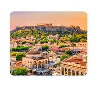 ELLENNE - Tappetino Mouse 24x20cm Design Città, Paesi e Monumenti Iconici del Mondo - Mousepad Antiscivolo e Lavabile per PC, Ufficio, Gaming e Laptop (Grecia - Atene Acropoli Tramonto)