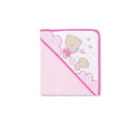Ellepi Accappatoio Neonato con Cappuccio Triangolo 75x75 cm in 100% Cotone, Asciugamano Bagnetto Alta Assorbenza, Morbido e Delicato sulla Pelle, Ricami di Qualità, Vari Colori (rosa)