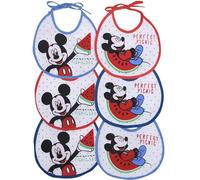 Ellepi Bavaglini Neonato Disney 6 Pezzi con Lacci | Minnie e Topolino | 100% Cotone con Retro Impermeabile (Topolino, S)