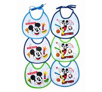 Ellepi Bavaglini Neonato Disney 6 Pezzi con Lacci | Minnie e Topolino | 100% Cotone con Retro Impermeabile (Piccolo, Mickey1)