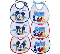 Ellepi Bavaglini Neonato Disney 6 Pezzi con Lacci | Minnie e Topolino | 100% Cotone con Retro Impermeabile (Piccolo, Mickey)