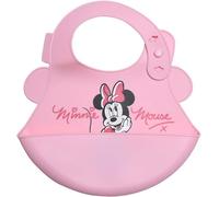 Ellepi Bavaglino Silicone Con Tasca Raccoglipappa Neonato Disney Minnie Topolino Pappa Asilo Morbido Bavetta Plastica Plastificate Bimbo Impermeabili Svezzamento Mesi Regalo (Minnie1)