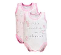 Ellepi Body neonato Spalla larga - Set 2 pezzi 100% cotone morbido (1 mese, Rosa)