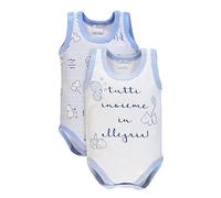 Ellepi Body Neonato Cotone 100% Spalla Larga Set 2 Pezzi, Body Intimo Neonato Unisex Morbido e Traspirante per Pelle Sensibile, Rosa Azzurro Cielo Neutro, Uso Quotidiano (Cielo, 3M)