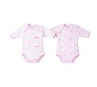 Ellepi Body Manica Lunga Caldo Cotone Garzato Pesante Neonato Americano Bambino Bimbo Mesi Anni Nascita Corredo Parto Mamma Bodini Invernali Maschio Femmina (Rosa, 1 Mese 56 Cm)