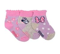 Ellepi Calzini Neonato Disney - Set 3 Paia con Minnie e Topolino, Morbidi in Cotone Naturale (Minnie, 6-12 Mesi)
