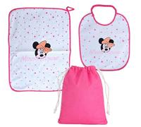 Ellepi set asilo Disney Minnie 3 pezzi bavaglino tovaglietta sacca (wx6130 fucsia)