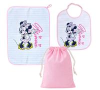 Ellepi set asilo Disney Minnie 3 pezzi bavaglino tovaglietta sacca (wx6130 rosa)