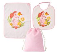 Ellepi set asilo Disney Principesse 3 pezzi bavaglino tovaglietta sacca (Princi rosa)
