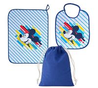 Ellepi set asilo Disney Topolino 3 pezzi bavaglino tovaglietta sacca (wx6131 blu)