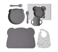 Ellepi set pappa svezzamento bambini neonato in silicone (Grigio)