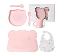 Ellepi set pappa svezzamento bambini neonato in silicone (Rosa)