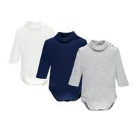 Ellepi Body Lupetto Neonato AF2800 3 pezzi manica lunga cotone interlock Bianco/Blu/Grigio 6 mesi