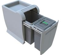 Elletipi Bidoni Raccolta Differenziata Estraibili per Mobili 2 Contenitori spazzatura 12+8 Litri con Filtro Antiodori colore Grigio - PTA 3040A City