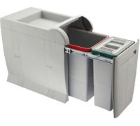 Elletipi Bidoni Raccolta Differenziata Estraibili per Mobili 2 Contenitori spazzatura 18+8 Litri con Filtro Antiodori colore Grigio - PTA 3045A City