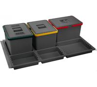 Elletipi Bidoni Raccolta Differenziata per Cassetto Cucina 3 Contenitori spazzatura 12+12+12 Litri in Plastica - PTC22 09050 1FC97 PPV Metropolis