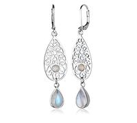 Elli 0301512315 Orecchini pendenti da donna, con pietre ornamentali a goccia, in argento 925, con pietra di luna bianca