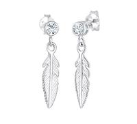 Elli - Orecchini Pendenti Piuma Boho con Cristallo in Argento Sterling 925 1 pieces female