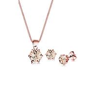 Elli Set di Gioielli Donne Classico Ciondolo Solitario Set Orecchini a Perno con Cristalli in Argento Sterlino 925 Placcato Oro Rosa