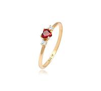 Elli - Anello di fidanzamento cuore rosso con cristalli di zirconia in Argento Sterling 925 placcato oro Anelli 1 pieces female