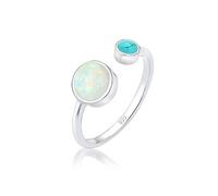 Elli Anelli Donne Boho Aperto Regolabile con Opale Sintetica e Howlite in Argento Sterlino 925