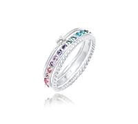 Elli Anelli Donne Set multicolore Scintillante con cristalli multicolore in argento sterlino 925 placcato oro