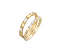 Elli - Anello a fascia Duo Baguette Cut scintillante con cristalli Cubic Zirconia in argento sterling 925 Anelli 1 pieces female