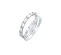 Elli - Anello a fascia Duo Baguette Cut scintillante con cristalli Cubic Zirconia in argento sterling 925 Anelli 1 pieces female