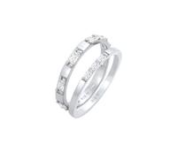 Elli - Anello a fascia Duo Baguette Cut scintillante con cristalli Cubic Zirconia in argento sterling 925 Anelli 1 pieces female